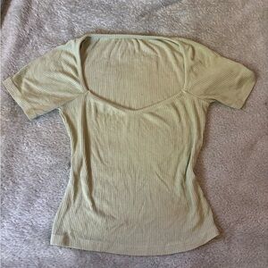 Sage green Ribbed Square Neck Top | Soft Stretchy Fit ✿ Feminine & Flattering